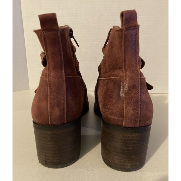 Lucky Brand Short Ankle Boots Brown Leather Zip Women Sz 10 M - Picture 5 of 8
